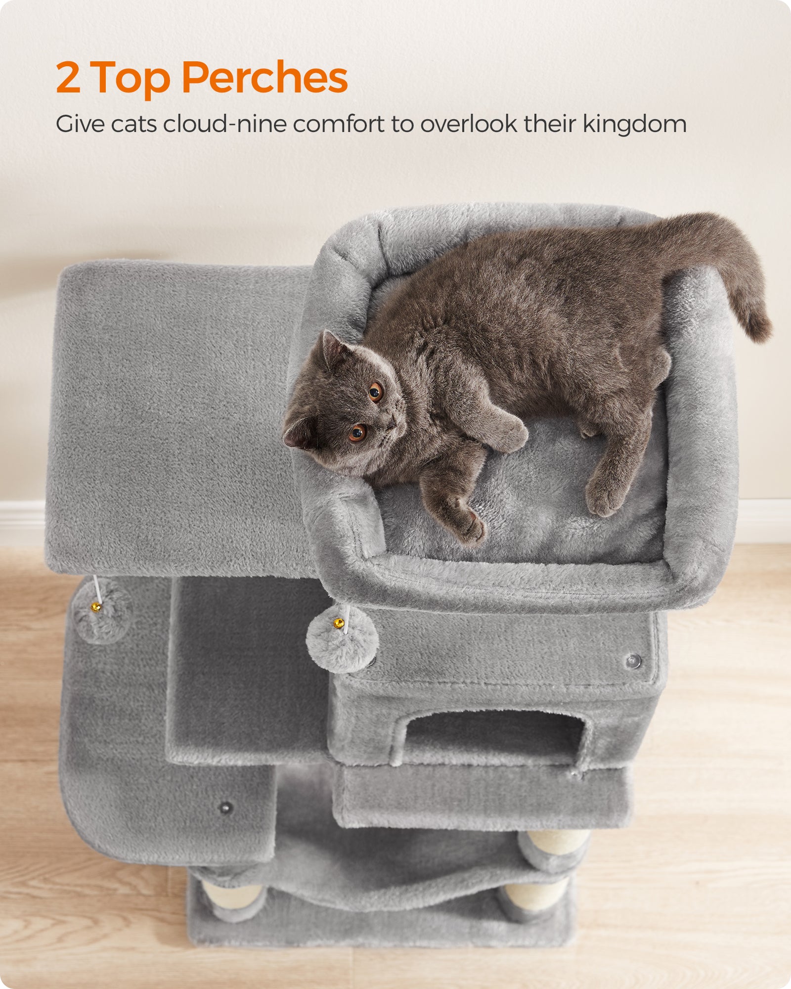 Indoor Cat Tree: Feandrea 44.1-Inch Tower with Scratching Posts
