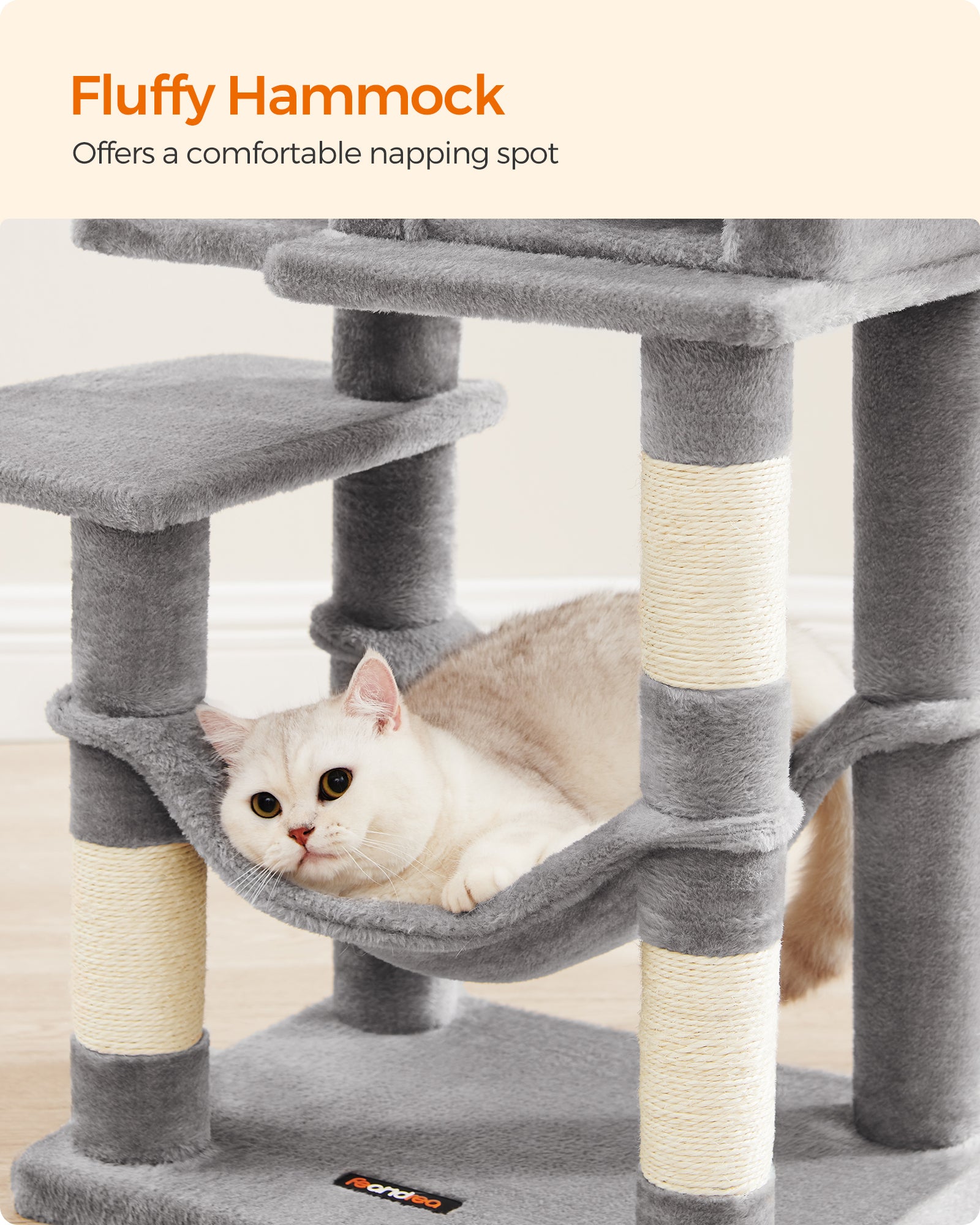 Indoor Cat Tree: Feandrea 44.1-Inch Tower with Scratching Posts