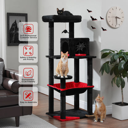 Gothic Cat Tree for Indoor Cats: Cozy Condo & Sisal Scratching Post