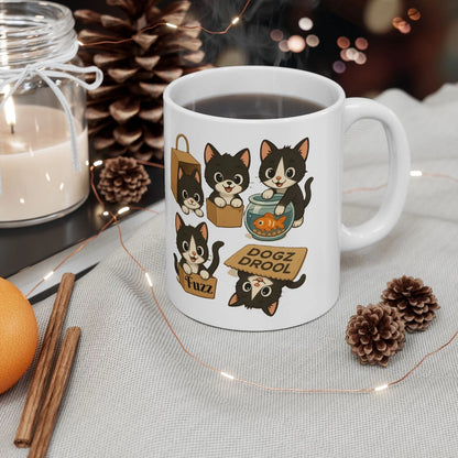 Kittens Rule Dogz Drool: Kittens and Coffee Lover's 11oz Mug